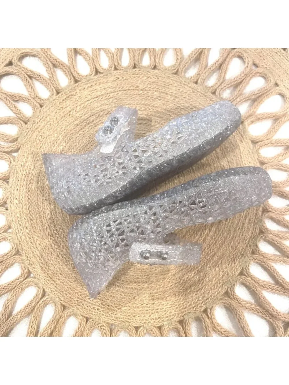 Mini Melissa x Campana Glitter Clear Ballerina Flats Size 7C